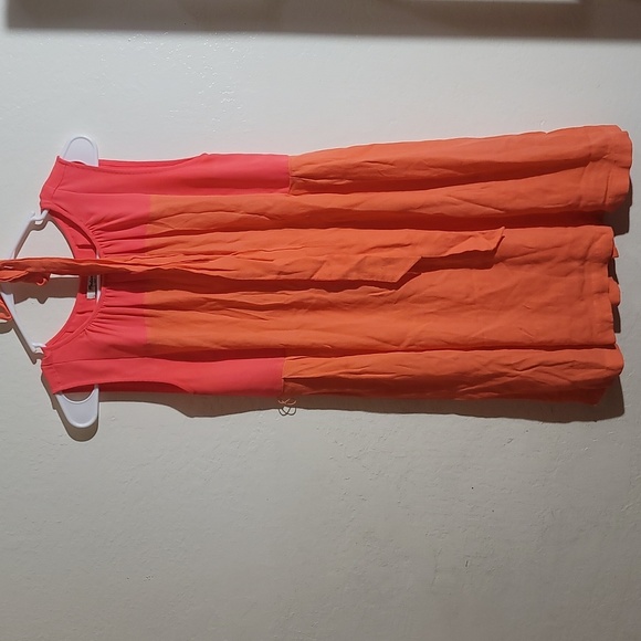 Madewell Neon Pink Coral Bungalow Shift 60s Inspired  Mini Dress sz XS GUC - Picture 9 of 10
